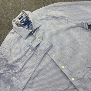 Egara Button Down Shirt XXL Blue Striped Non-Iron Cotton Mens